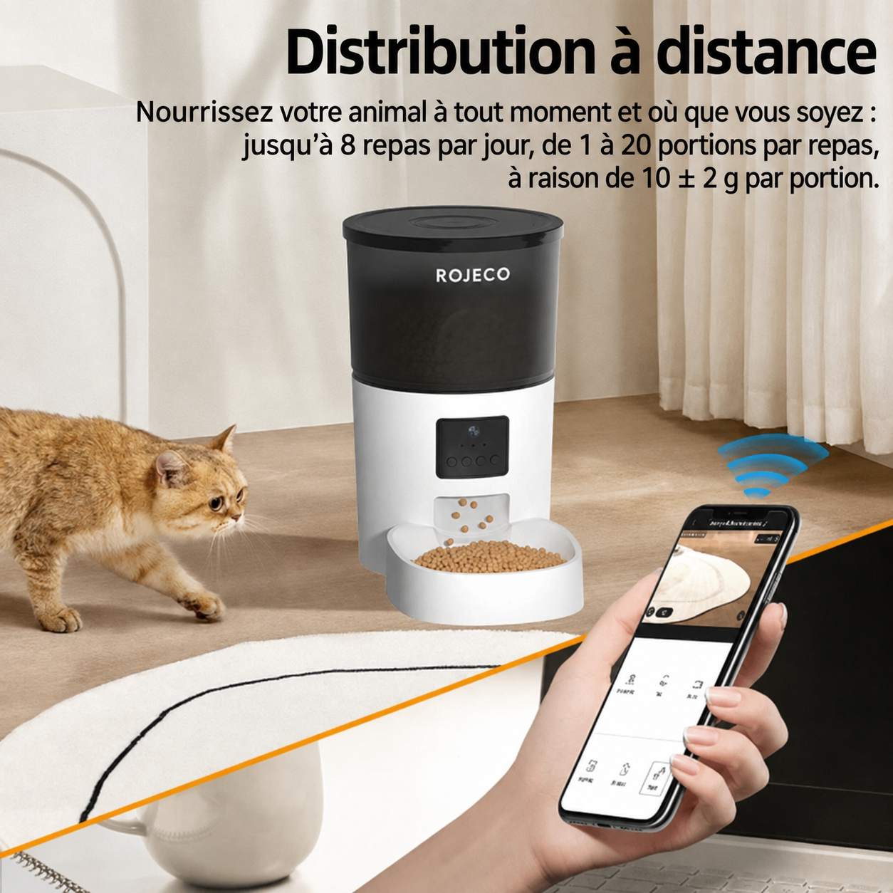ROJECO Distributeur Automatique - Nourrissez vos animaux à distance!